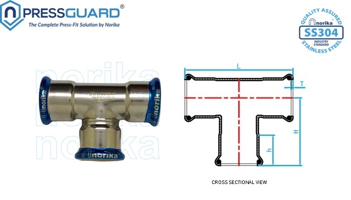 Stainless Steel 304 Press Fit Equal Tee